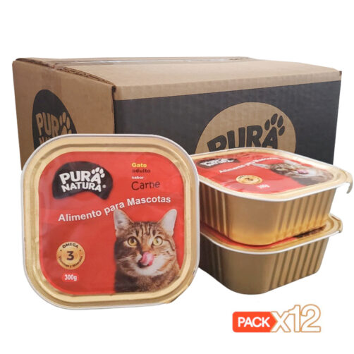 pack 12 gatos carne natural vacuno