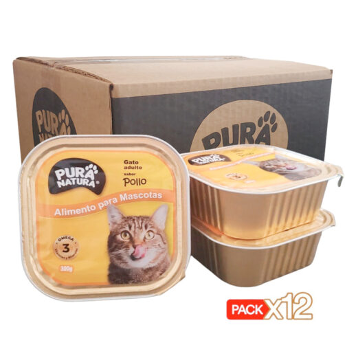 gatos pack x12 pollo natural pate